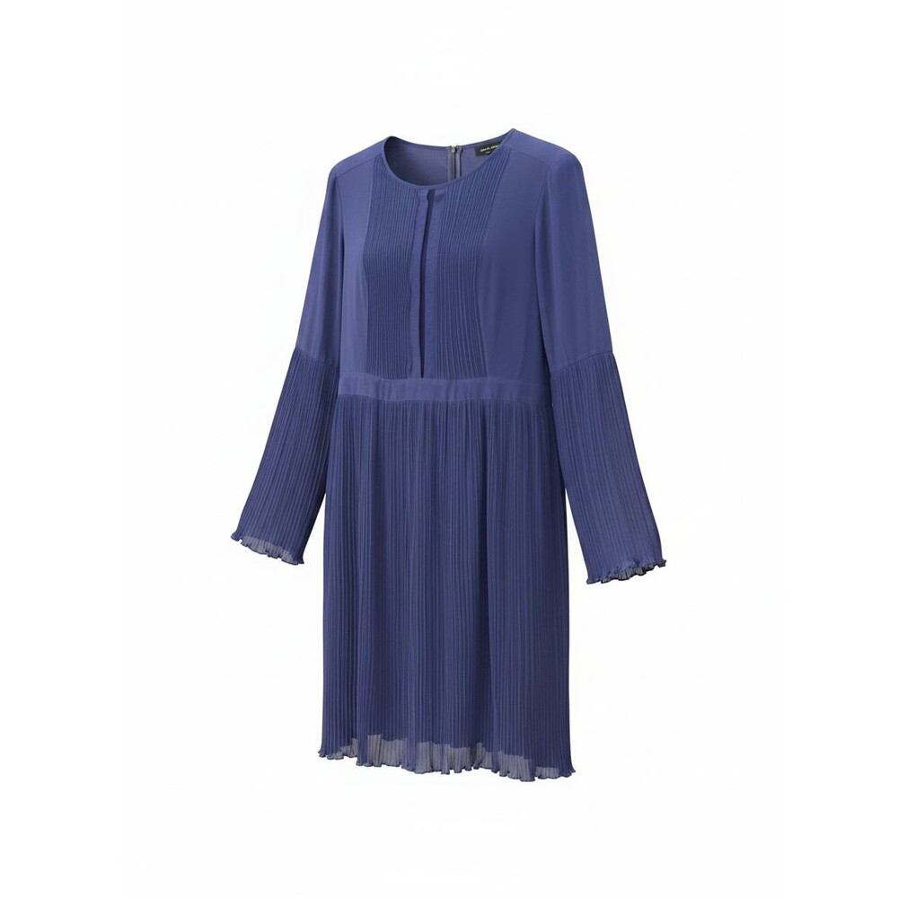 Atos Lombardini Women's Blue Long Sleeve Round Neck Midi Dress Size 44 NWT